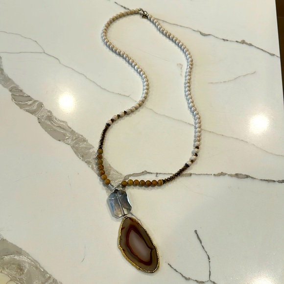 ❤️ 3 for $ 12 ❤️ Long beaded necklace with stones - Picture 1 of 3